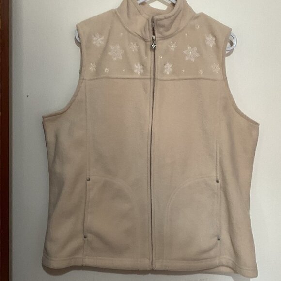 Y2K Northern Reflections Snowflake Embroidered Fleece Vest Cream Size L - Picture 5 of 7